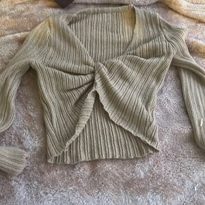 knotted tan crop top